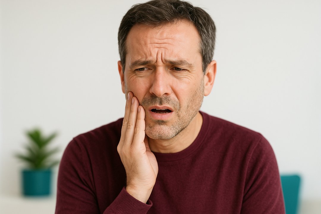 Gum recession showing exposed tooth roots